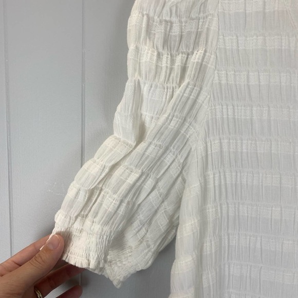 Bb Dakota Steve Madden White Textured Puff Sleeve Mini Dress size Small - Picture 5 of 8